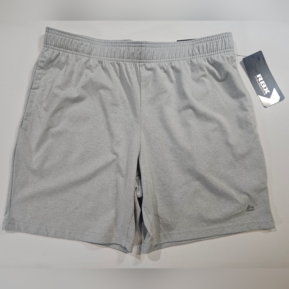 RBX Athletic Shorts Mens Large Grey‎ Performance Moisture Wicking Activewear NEW